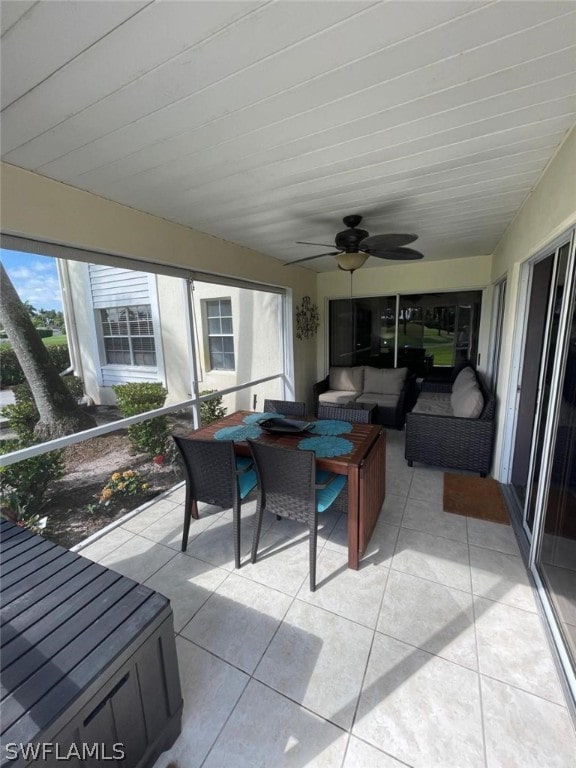 view of patio / terrace featuring an outdoor living space and ceiling fan