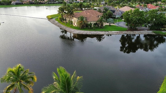 bird's eye view featuring a water view