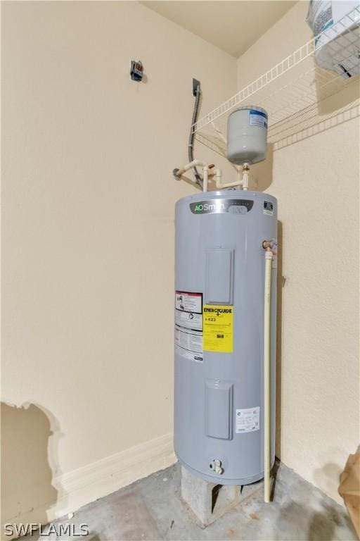 utility room with water heater