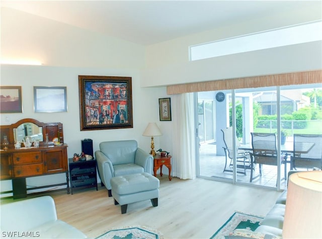 living room featuring light wood-type flooring