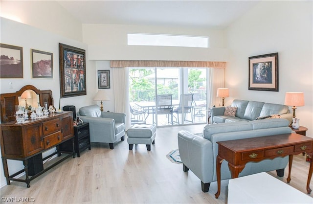 living area featuring light wood-style flooring