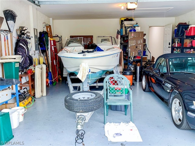 garage with a garage door opener