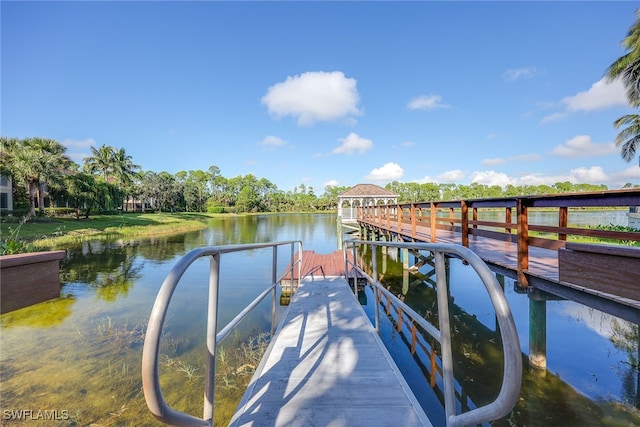 view of dock featuring a water view