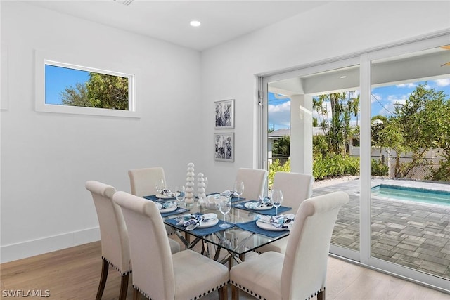 dining room featuring light hardwood / wood-style floors and a wealth of natural light