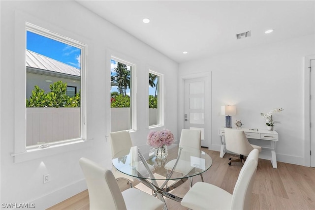 dining area featuring light hardwood / wood-style floors