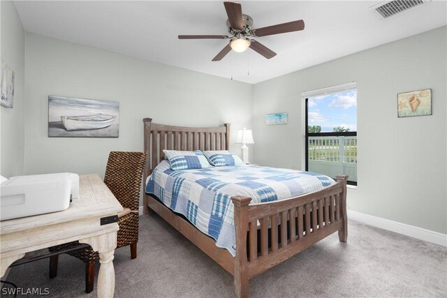 bedroom with carpet flooring and ceiling fan