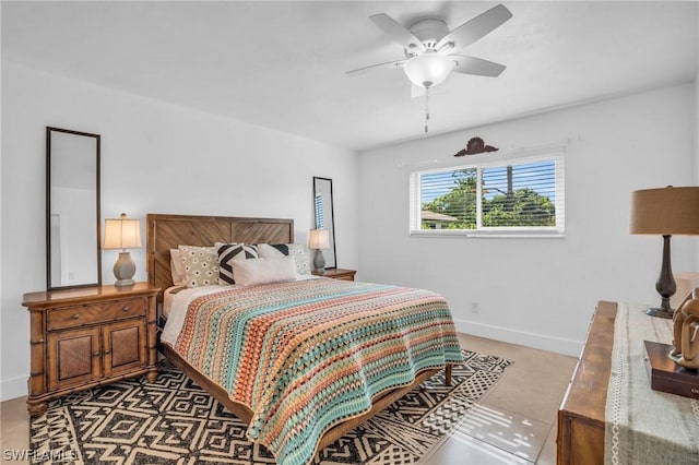 bedroom featuring ceiling fan