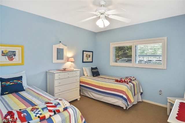 14931 Park Lake Dr Unit 109, Fort Myers, FL 33919 - bedroom with dark carpet and ceiling fan