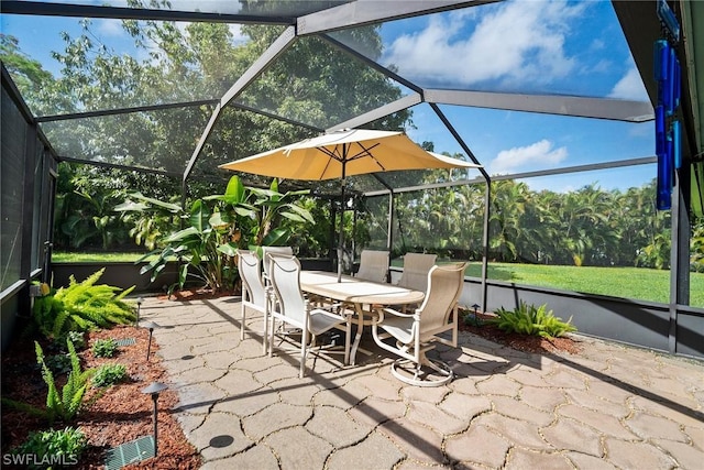 view of patio / terrace with a lanai