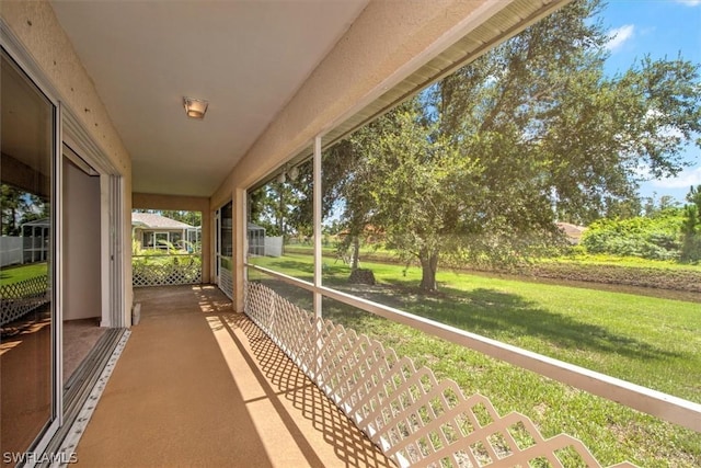 view of unfurnished sunroom