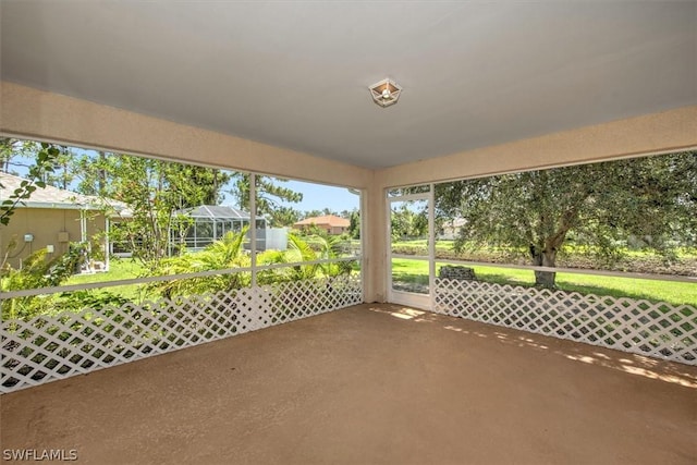 view of unfurnished sunroom