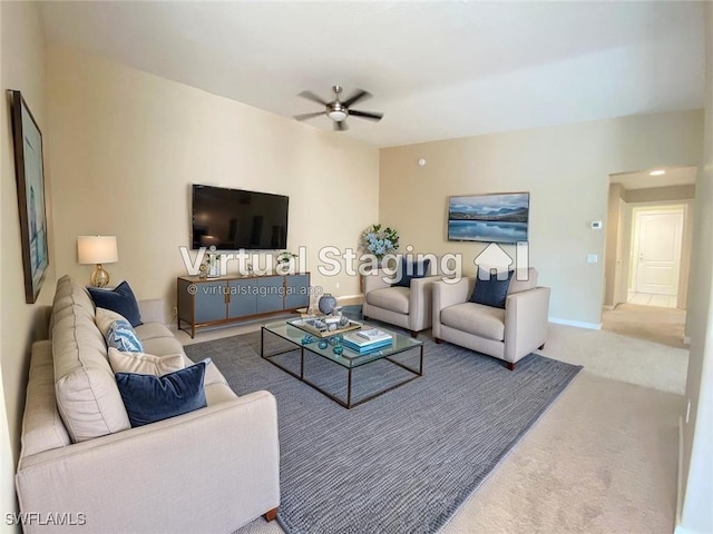 4171 Los Altos Ct, Naples, FL 34109 - carpeted living area featuring ceiling fan and baseboards