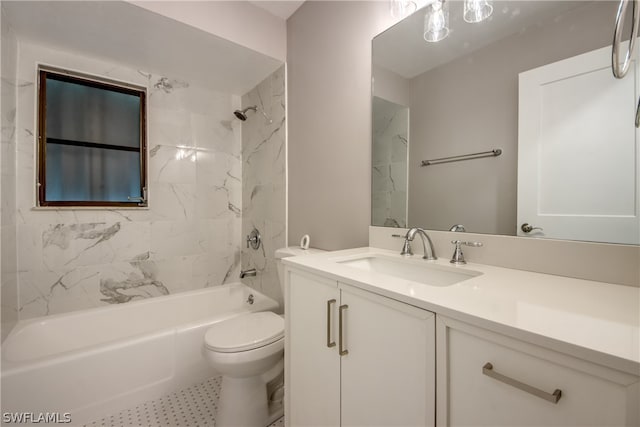 4508 Santa Barbara Blvd Unit 102, Cape Coral, FL 33914 - bathroom with vanity, toilet, and bathtub / shower combination