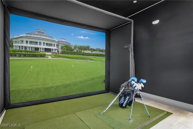 game room featuring golf simulator