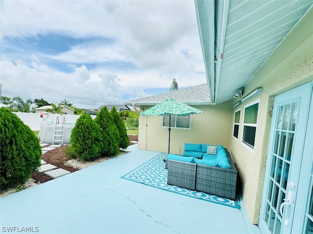 view of patio / terrace featuring an outdoor living space