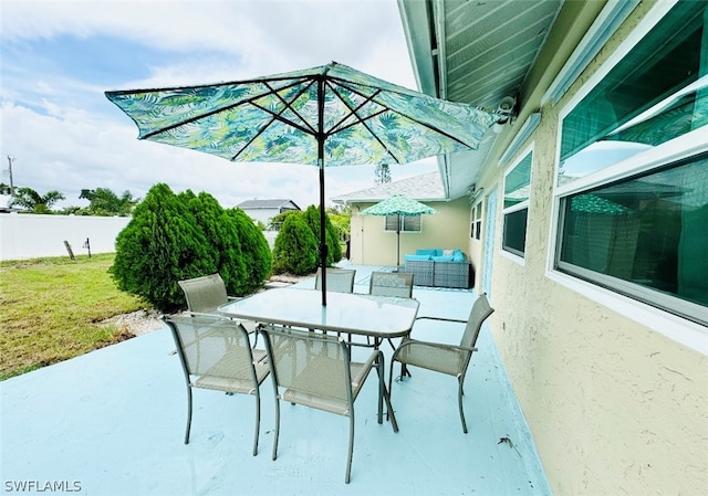 view of patio / terrace featuring an outdoor living space