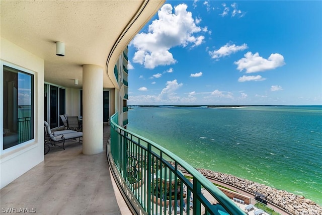 balcony with a water view