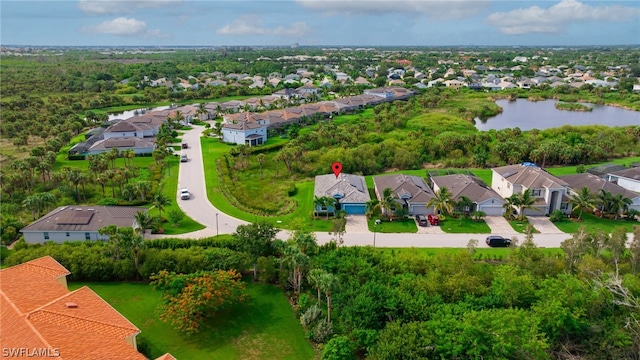 bird's eye view featuring a water view