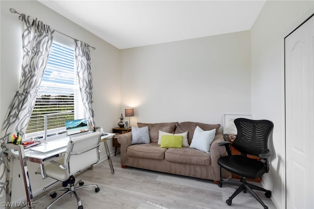 office featuring light wood-type flooring