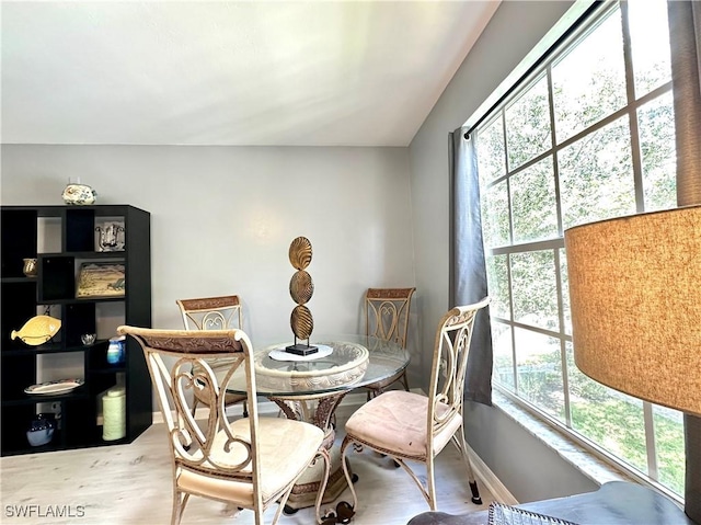 dining area with light hardwood / wood-style flooring