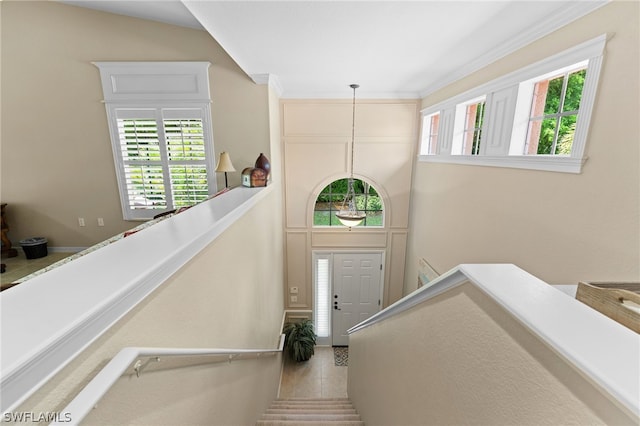 stairs featuring tile patterned floors