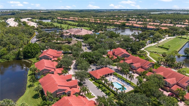 bird's eye view featuring a water view