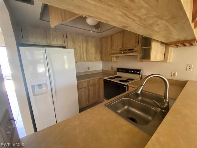 kitchen featuring sink and white appliances