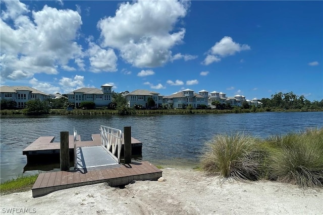 dock area featuring a water view