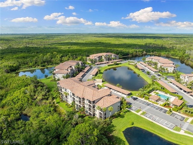 bird's eye view featuring a water view