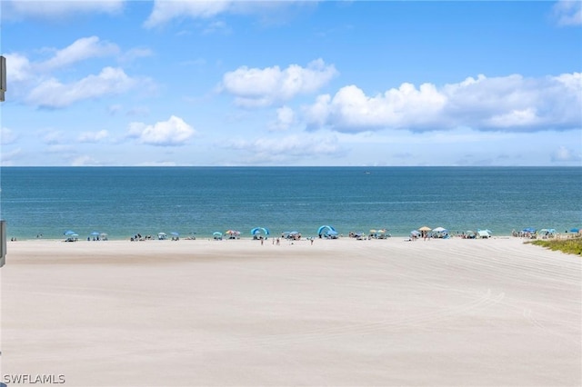 view of water feature with a view of the beach