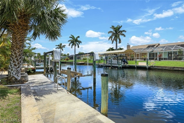 view of dock featuring a water view