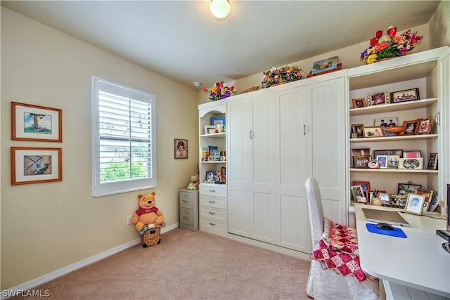 office area with light colored carpet