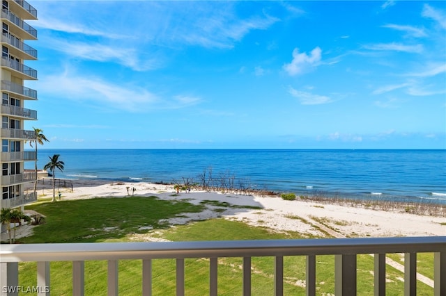 view of water feature featuring a view of the beach