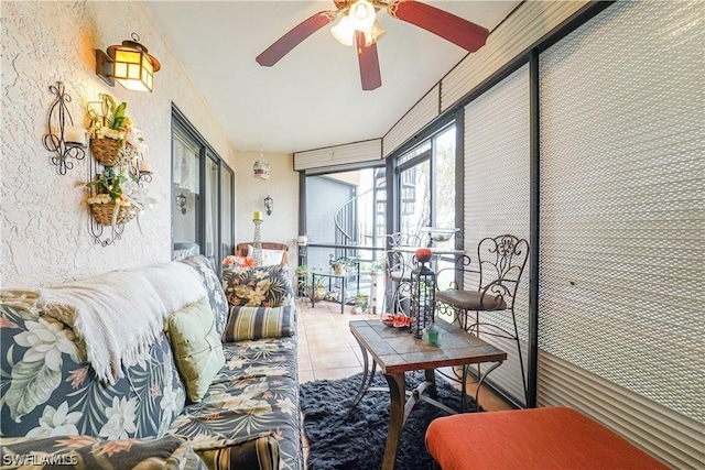 sunroom / solarium with ceiling fan