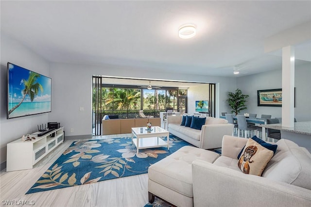 living room featuring light hardwood / wood-style flooring