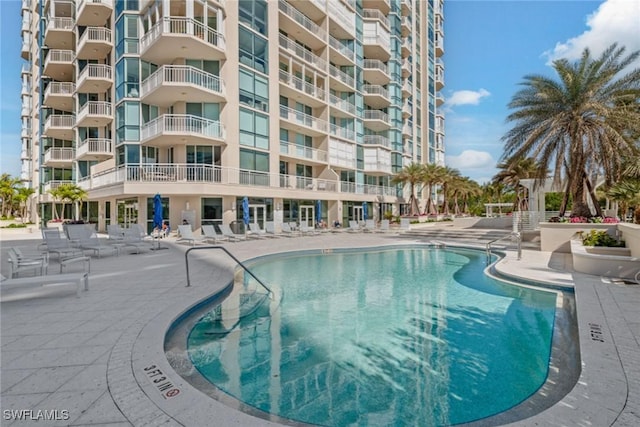 view of pool with a patio area