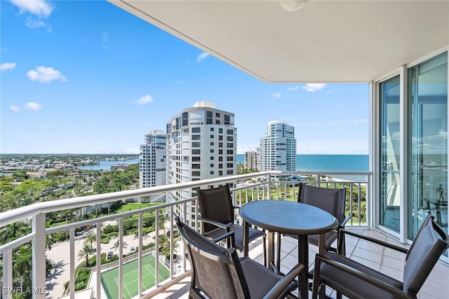 balcony with a water view