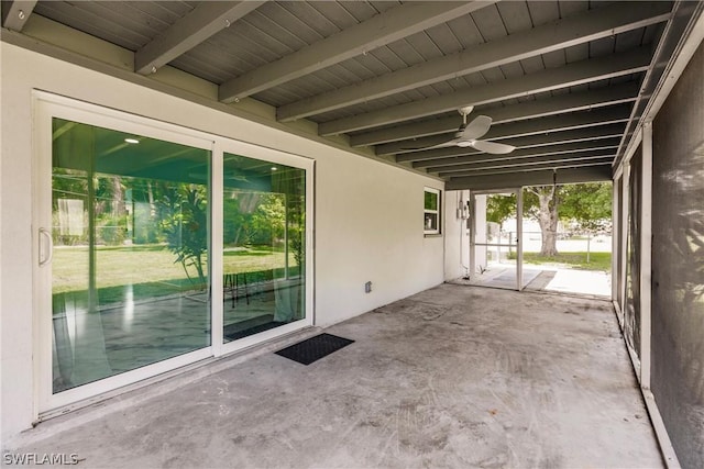 view of patio / terrace featuring ceiling fan