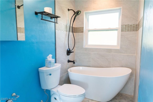 bathroom with a tub and toilet