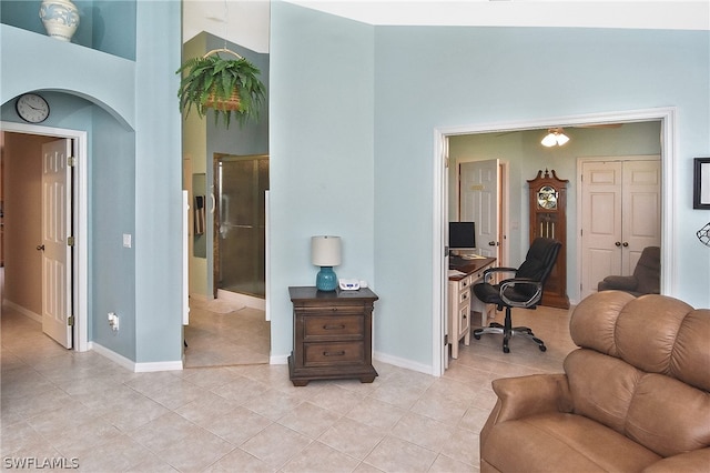 view of tiled living room