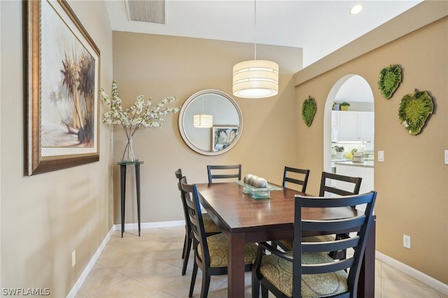 view of tiled dining area