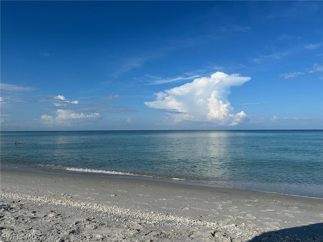 property view of water featuring a view of the beach