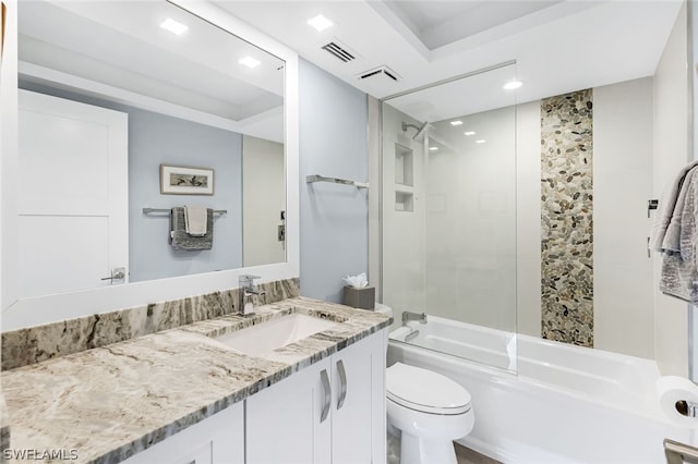 full bathroom featuring vanity, toilet, and shower / bath combination