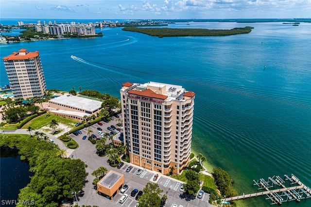 bird's eye view featuring a water view