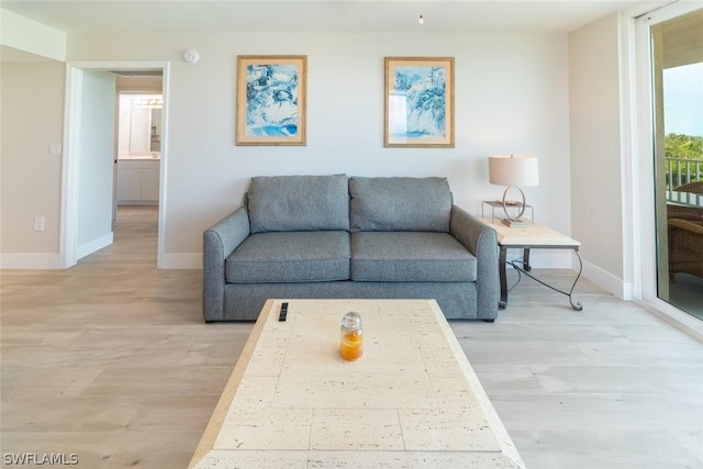 living room with light wood-type flooring