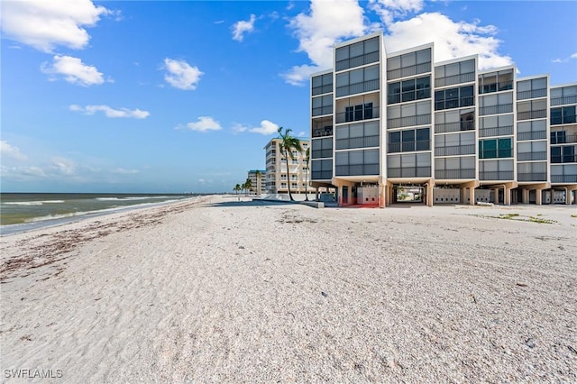 property view of water with a beach view