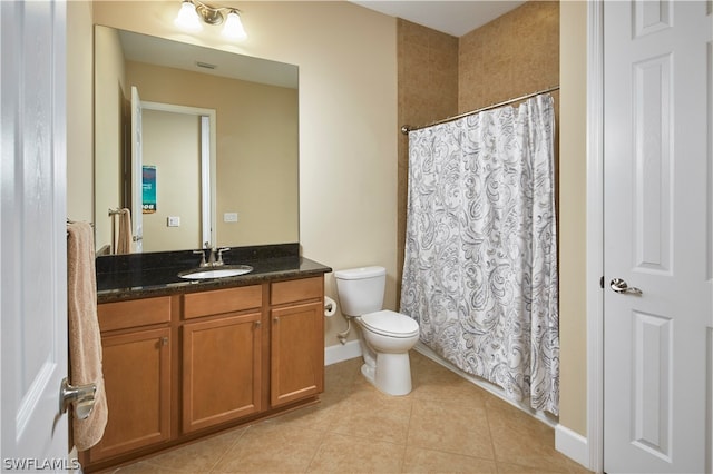 bathroom with tile patterned flooring, toilet, and vanity