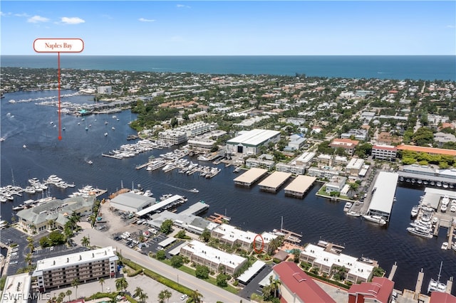 bird's eye view featuring a water view