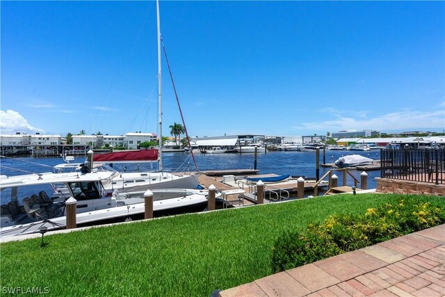 view of dock featuring a water view