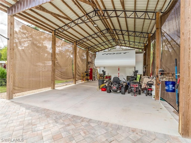 garage with a carport